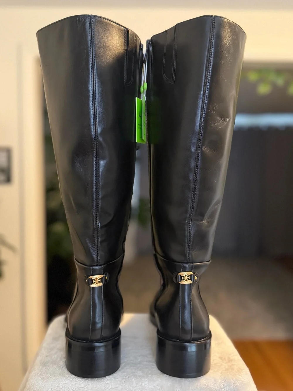 NEW Sam Edelman Milla Black Leather Knee High Boots 10M 41 Wide Calf